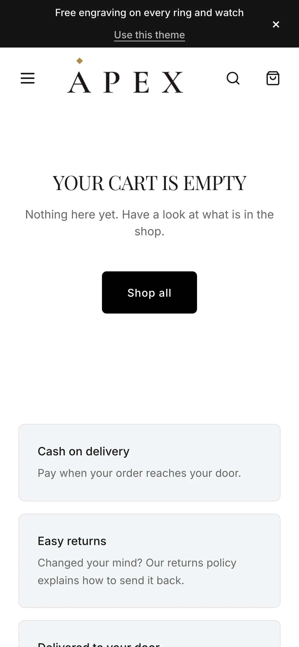 Apex's cart on a phone