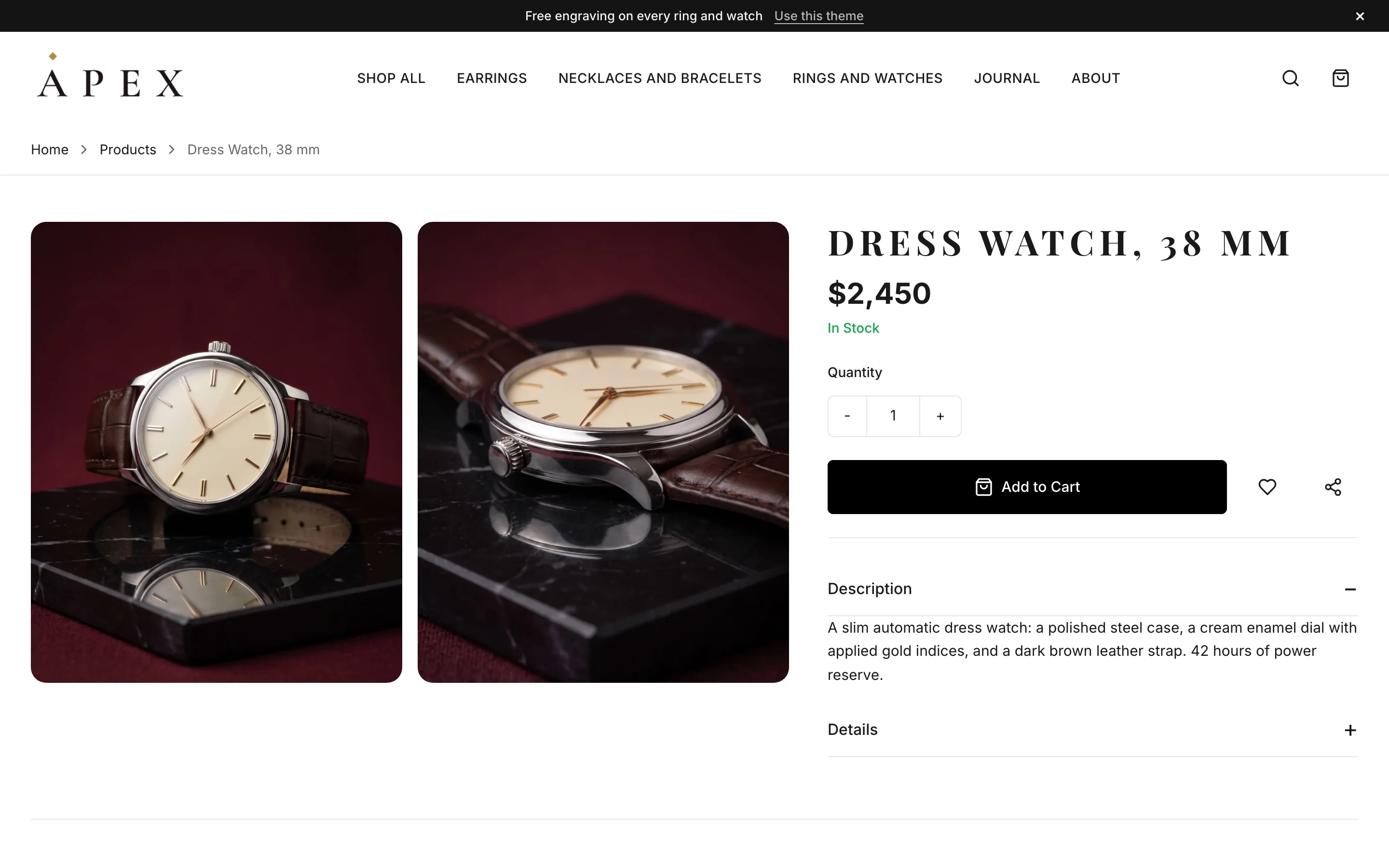 Apex's product page on a desktop