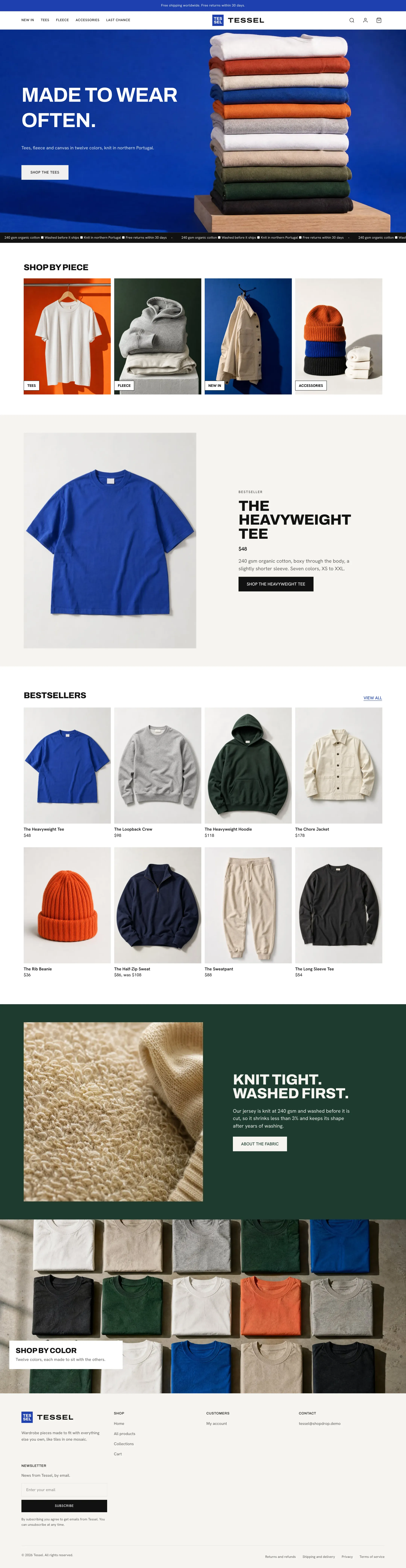 The Blanc demo store's home page on a desktop