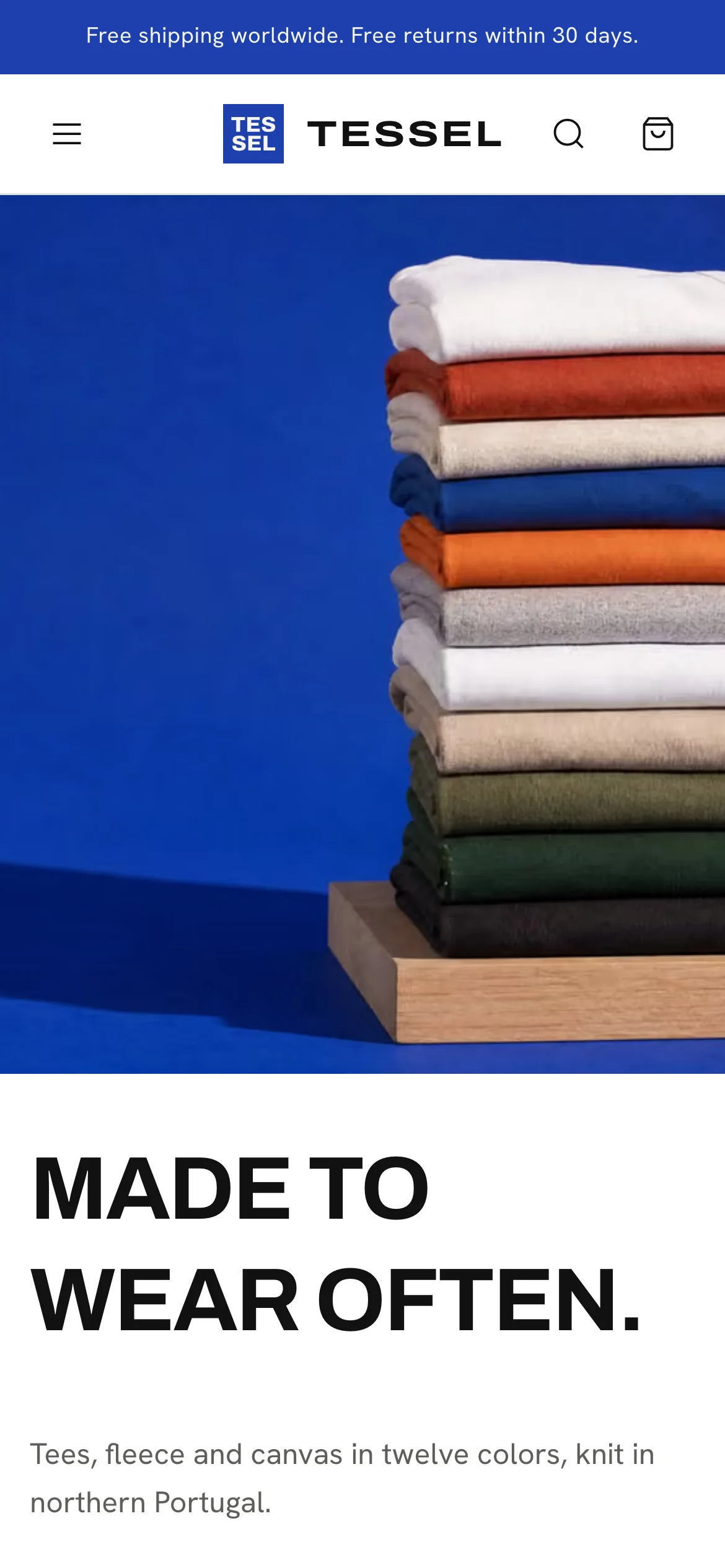 The Blanc demo store's home page on a phone