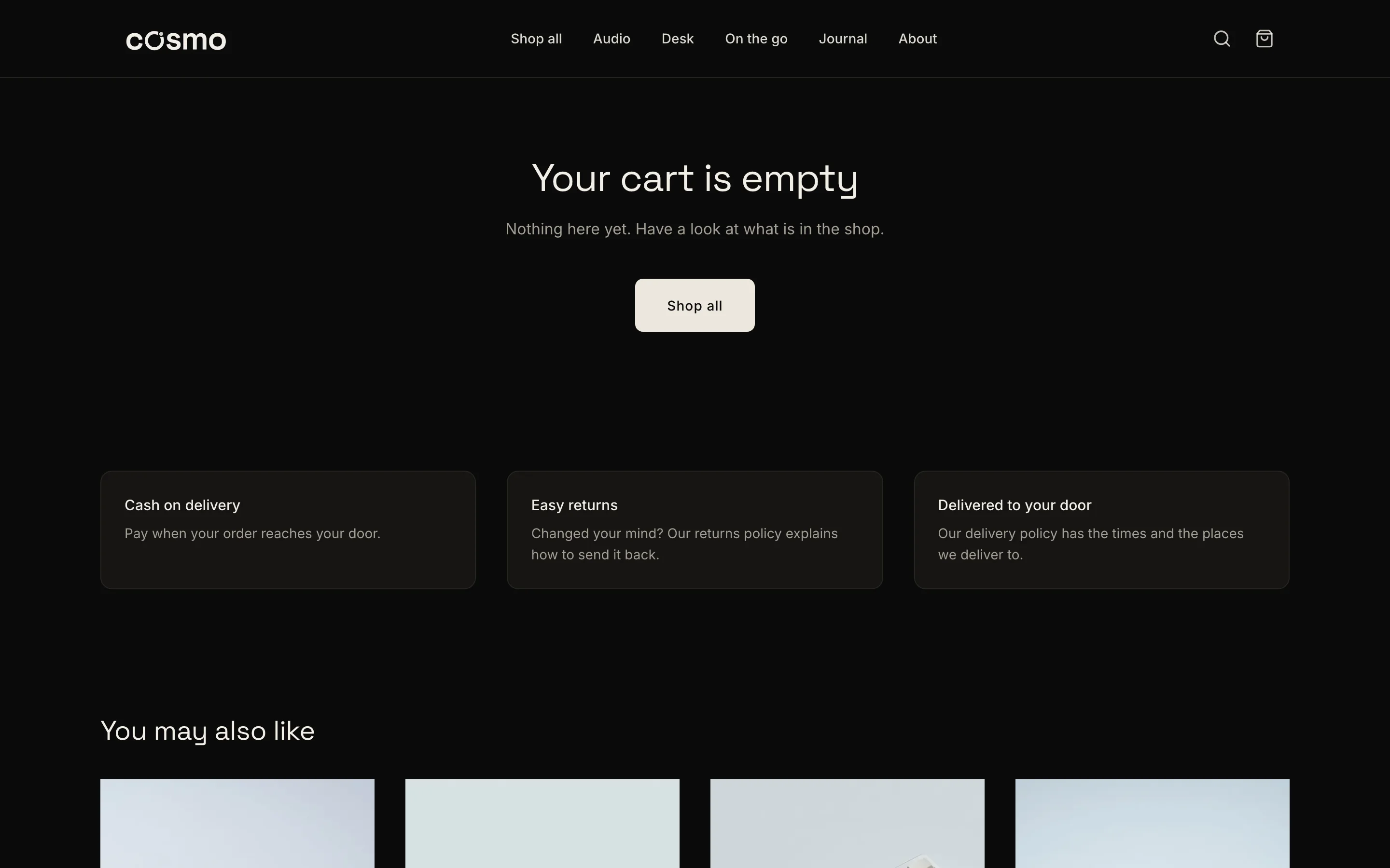 Cosmo's cart on a desktop