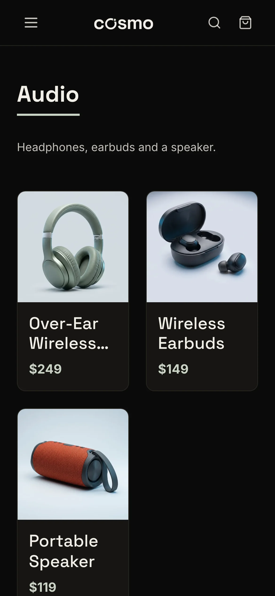 Cosmo's collection on a phone