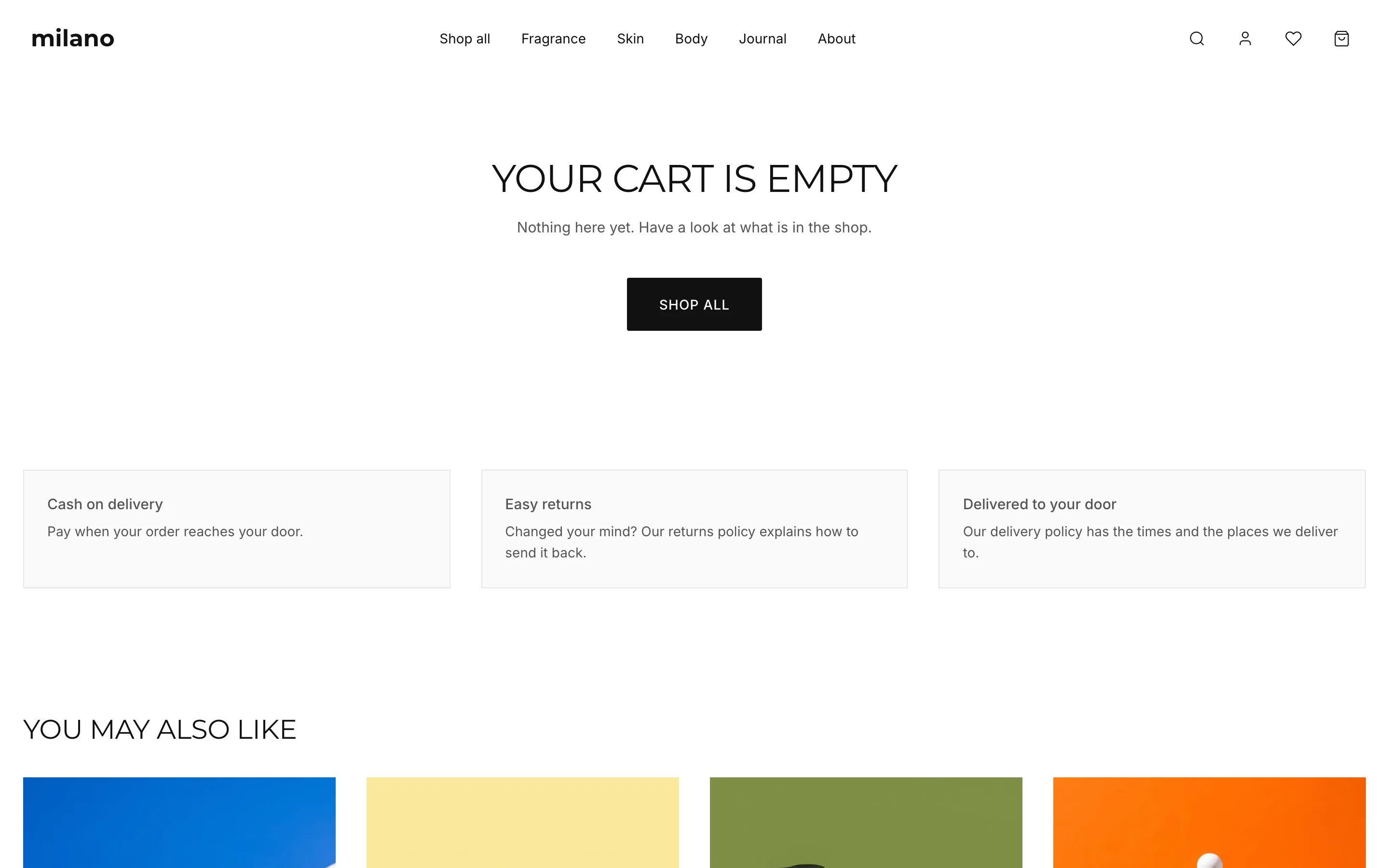 Milano's cart on a desktop