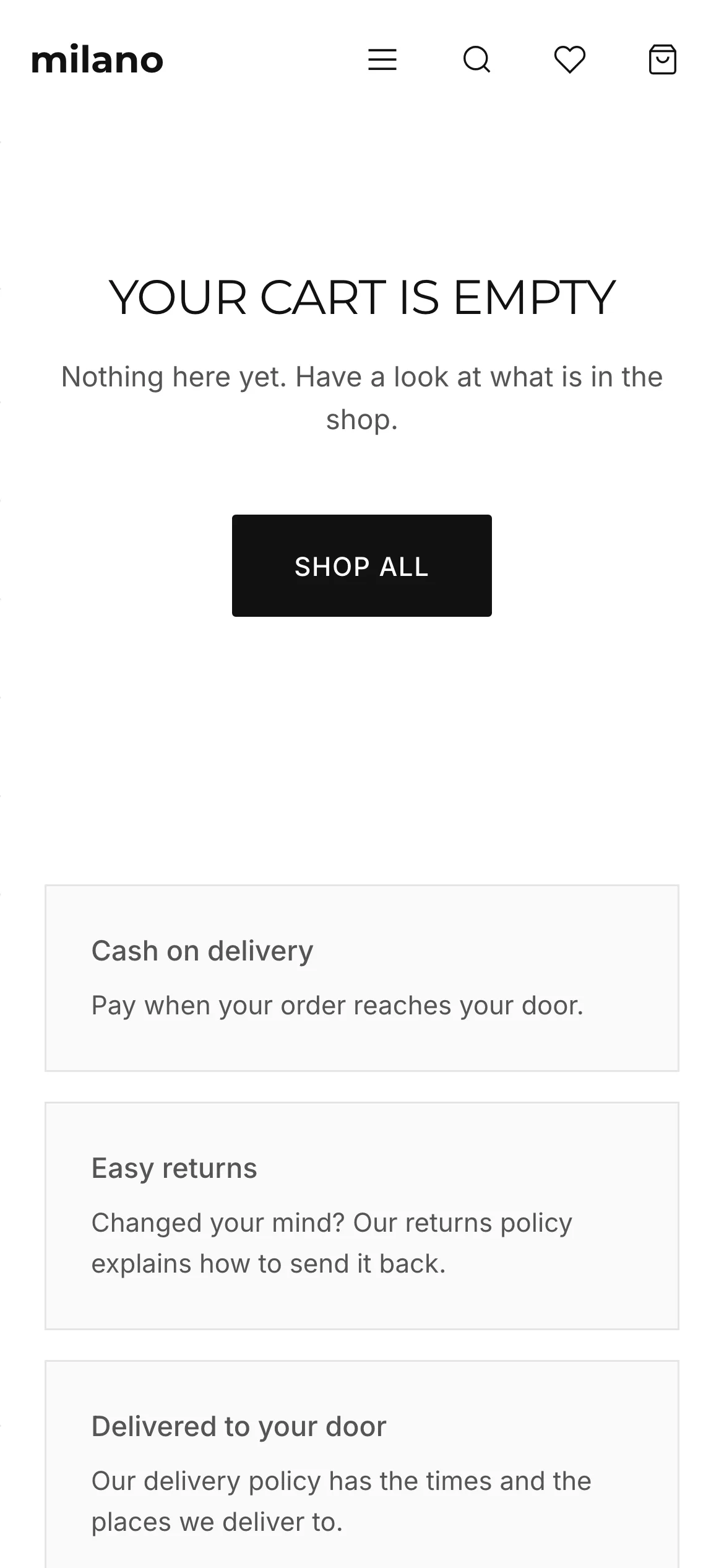 Milano's cart on a phone