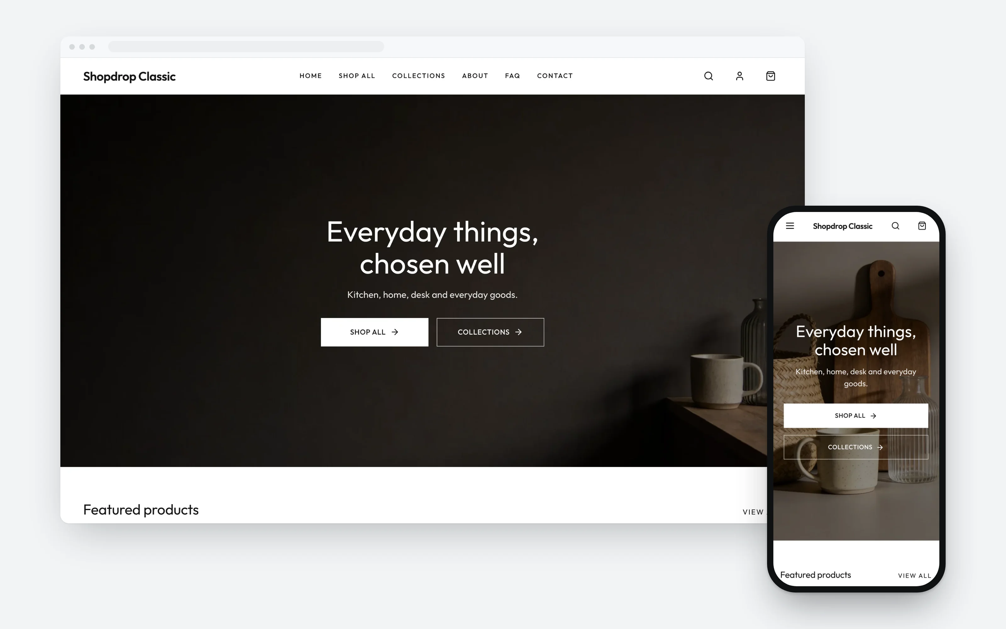 The Classic theme on a laptop and a phone