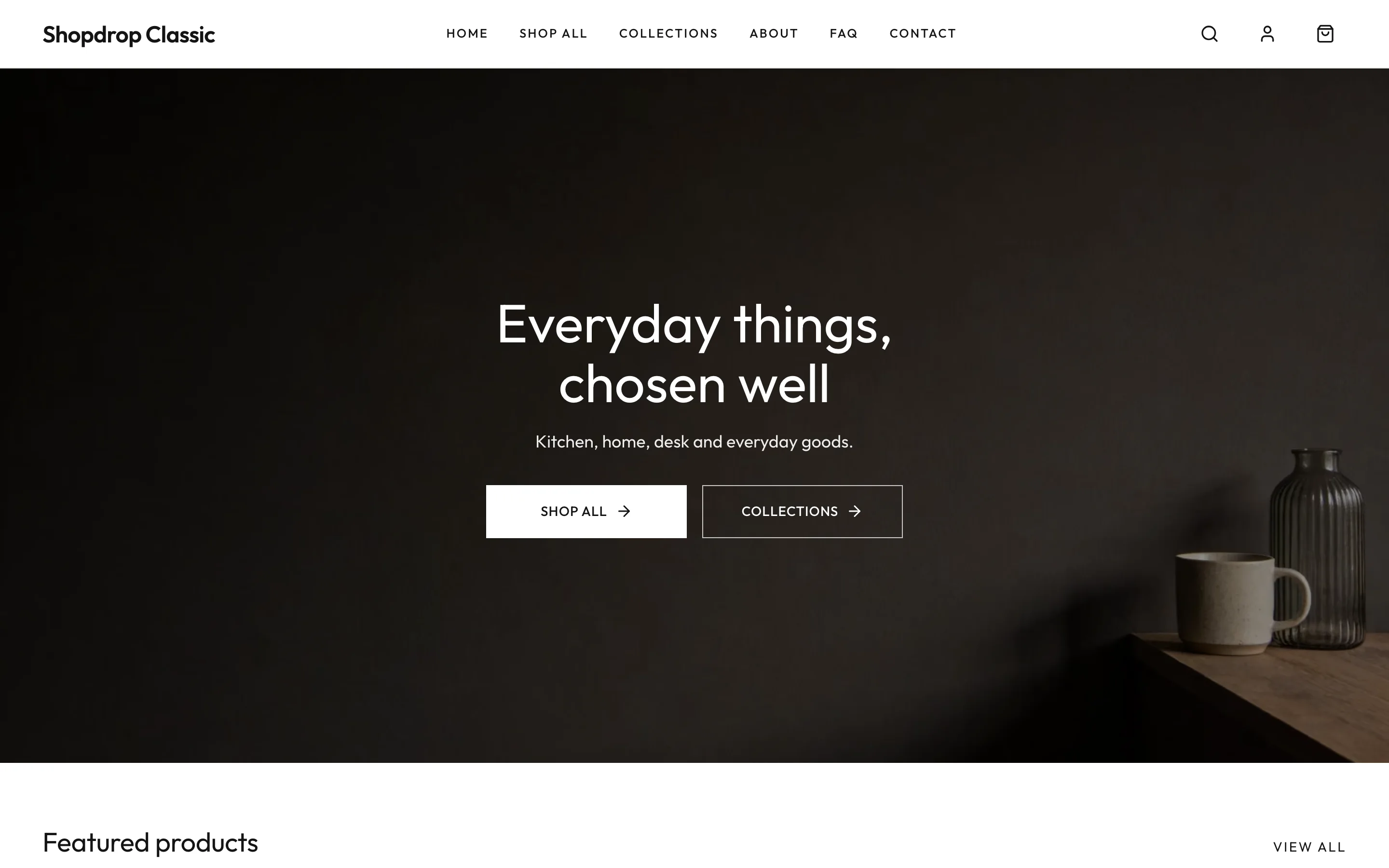 Classic's home page on a desktop