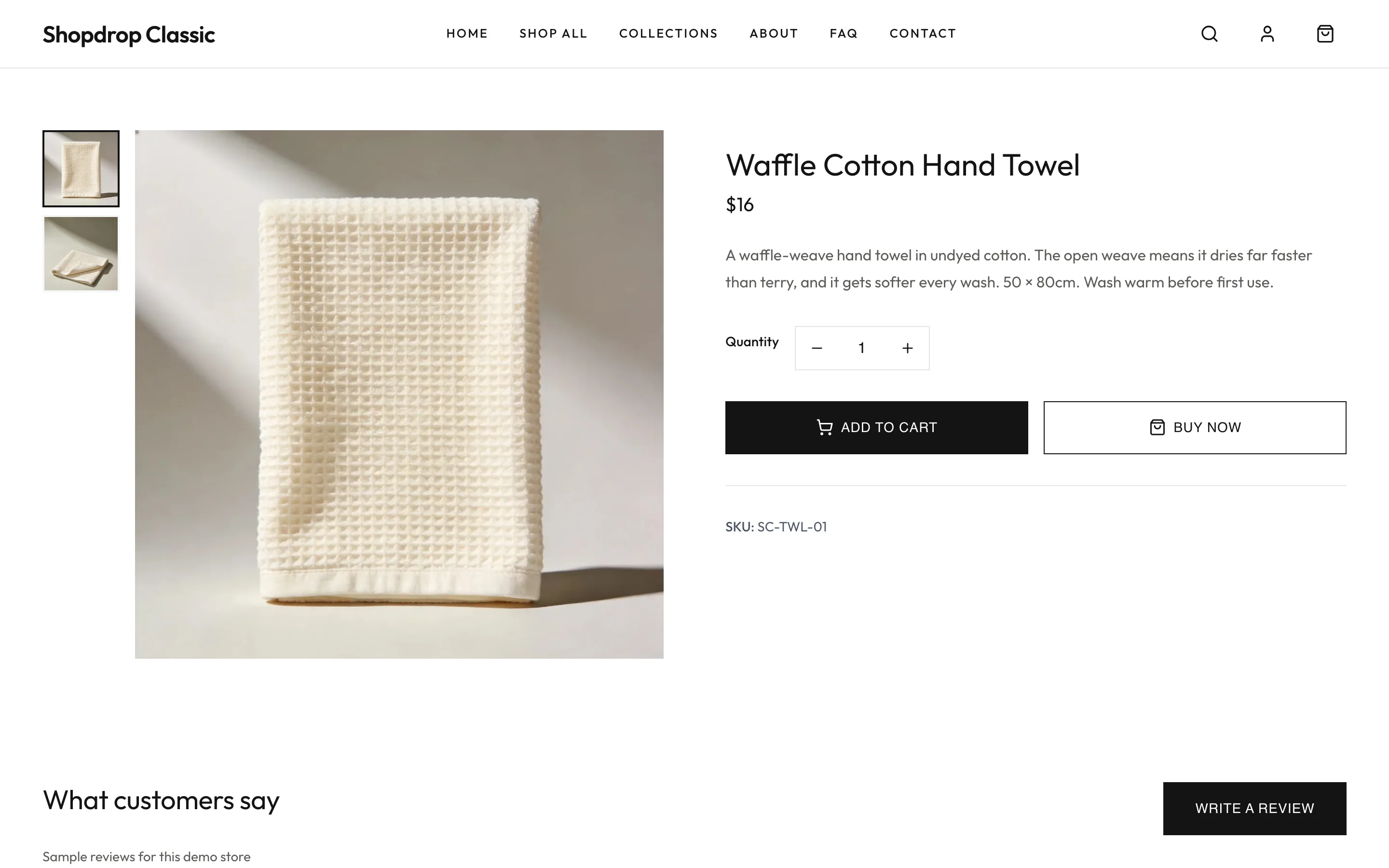 Classic's product page on a desktop